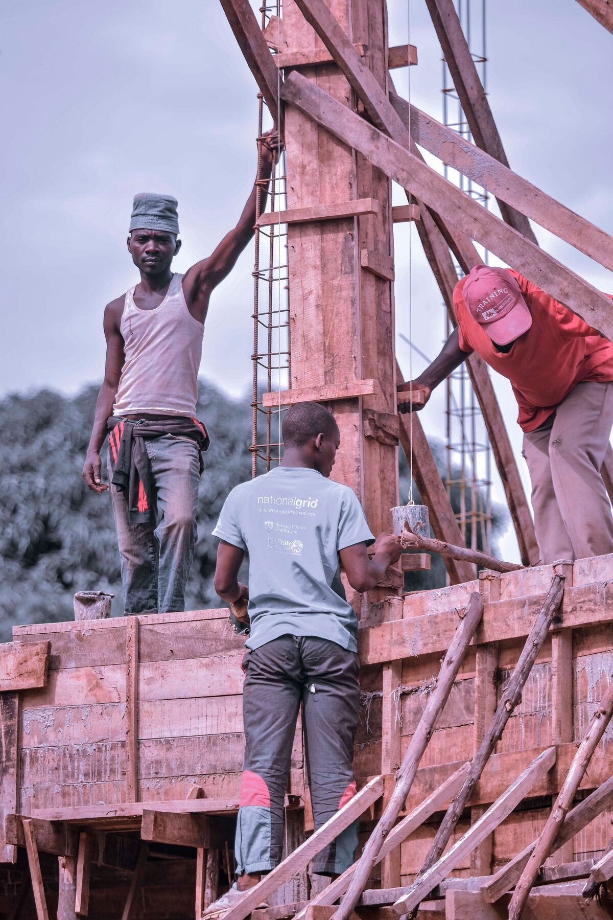 Construction team coordinating on site